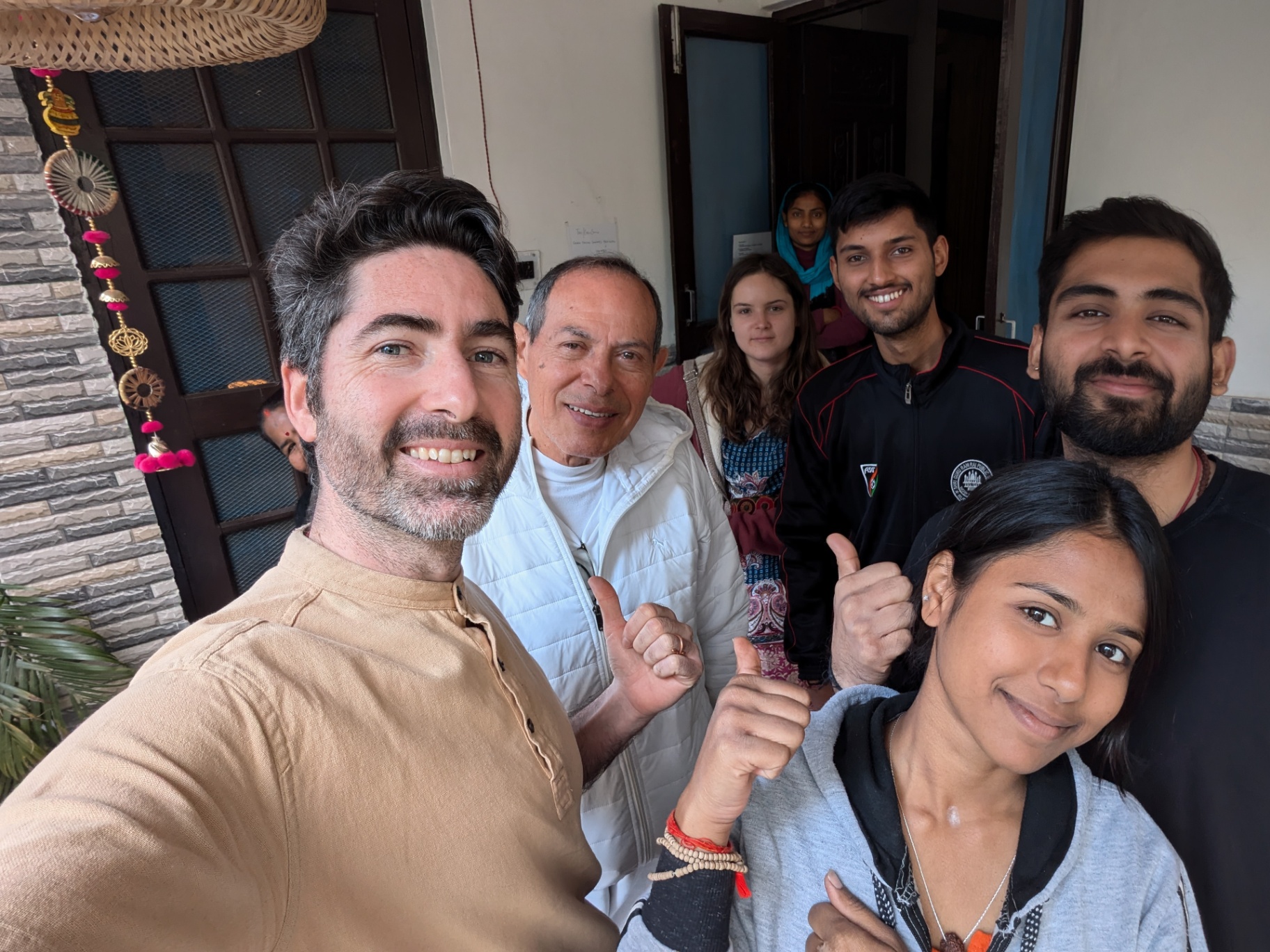 Baran and students together after class