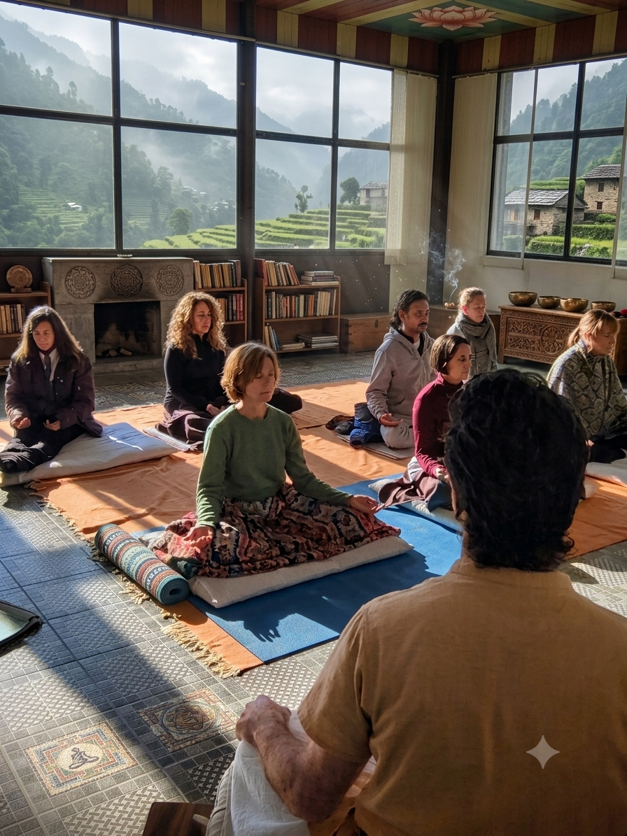 Hatha yoga practice at dawn